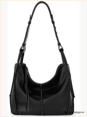 Large Leather Hobo Purse with Zipper Pocket, Everyday Handbag